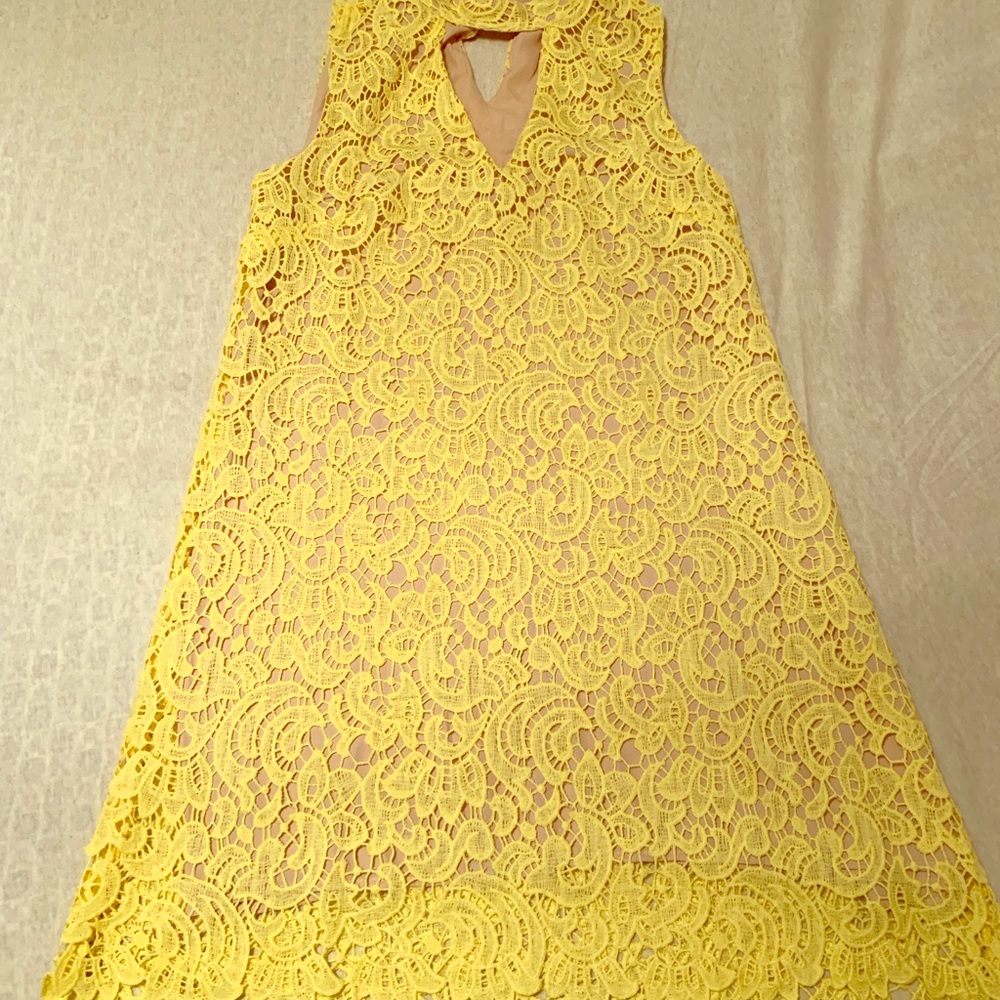 Yellow Lace Keyhole dress